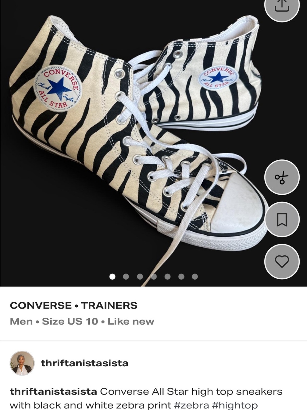 Converse Unisex All Star High Top Sneakers - Black & White Zebra